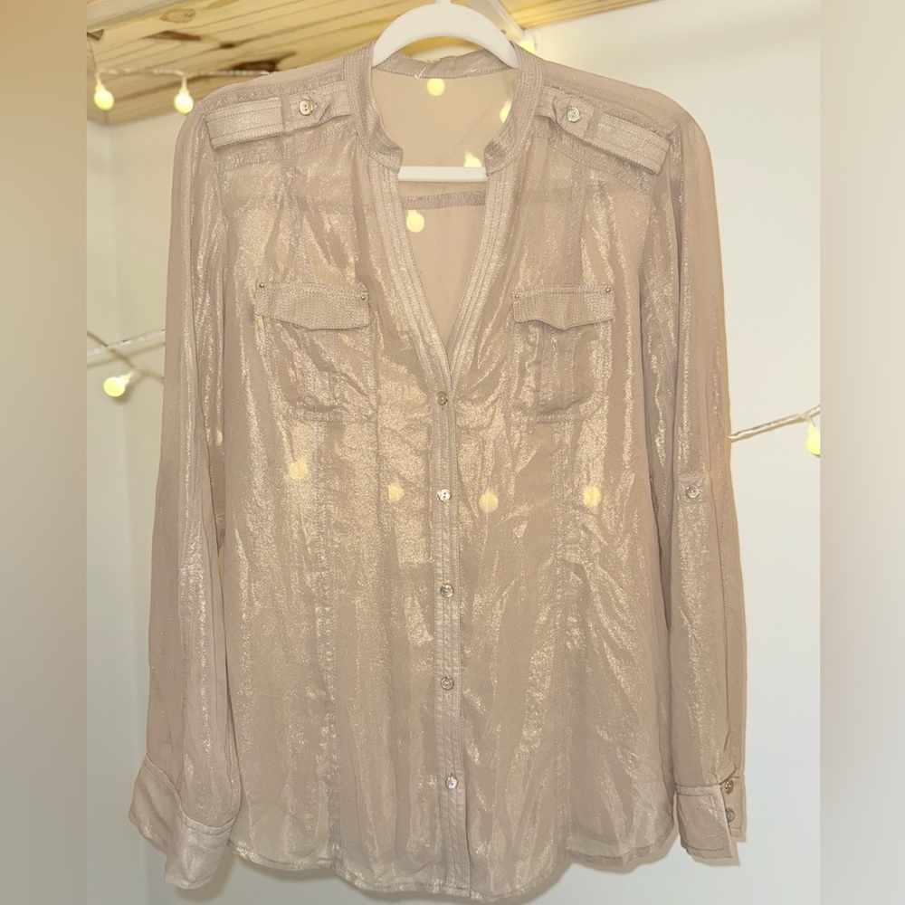 🌾 Michael Kors Sheer Metallic Gold‎ Blouse
